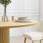 60 in.H Solid Wood Round Dining Table Kitchen Table for 6-8 with Tabletop and Tapered Base for Living/Dining Room Coffee Office in Natural