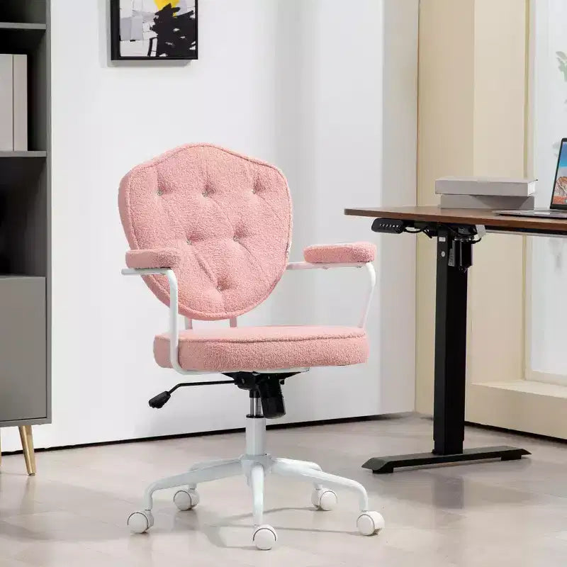 Home Office Desk Chairs, Upholstered Vanity Chair with Adjustable Height, Swivel Chair for Office, Study, Reading Room
