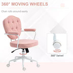Home Office Desk Chairs, Upholstered Vanity Chair with Adjustable Height, Swivel Chair for Office, Study, Reading Room