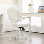 Home Office Desk Chairs, Upholstered Vanity Chair with Adjustable Height, Swivel Chair for Office, Study, Reading Room