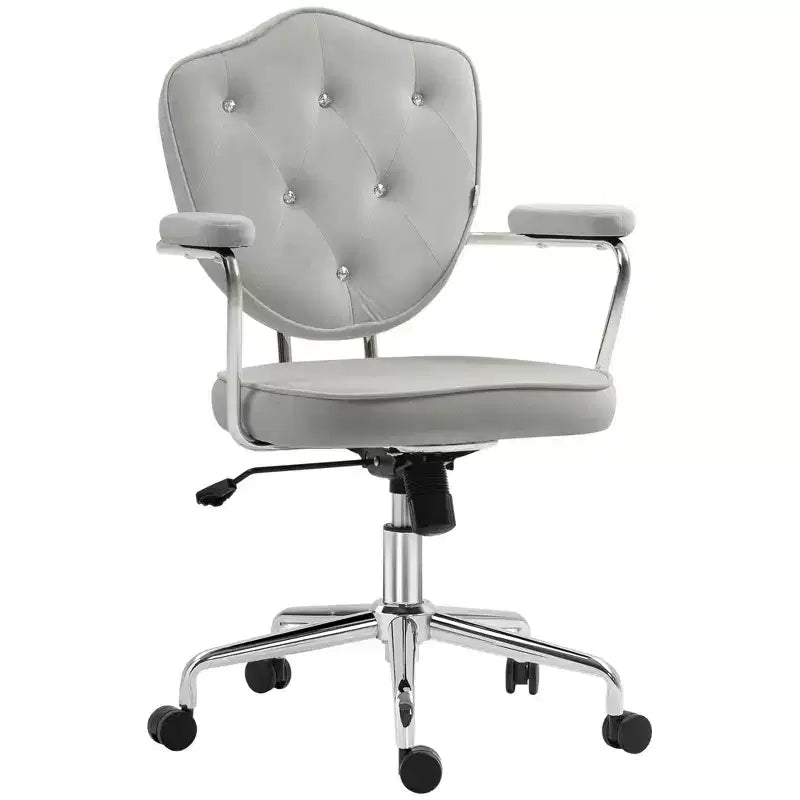 Home Office Desk Chairs, Upholstered Vanity Chair with Adjustable Height, Swivel Chair for Office, Study, Reading Room