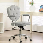 Home Office Desk Chairs, Upholstered Vanity Chair with Adjustable Height, Swivel Chair for Office, Study, Reading Room