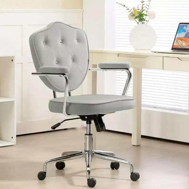 Home Office Desk Chairs, Upholstered Vanity Chair with Adjustable Height, Swivel Chair for Office, Study, Reading Room