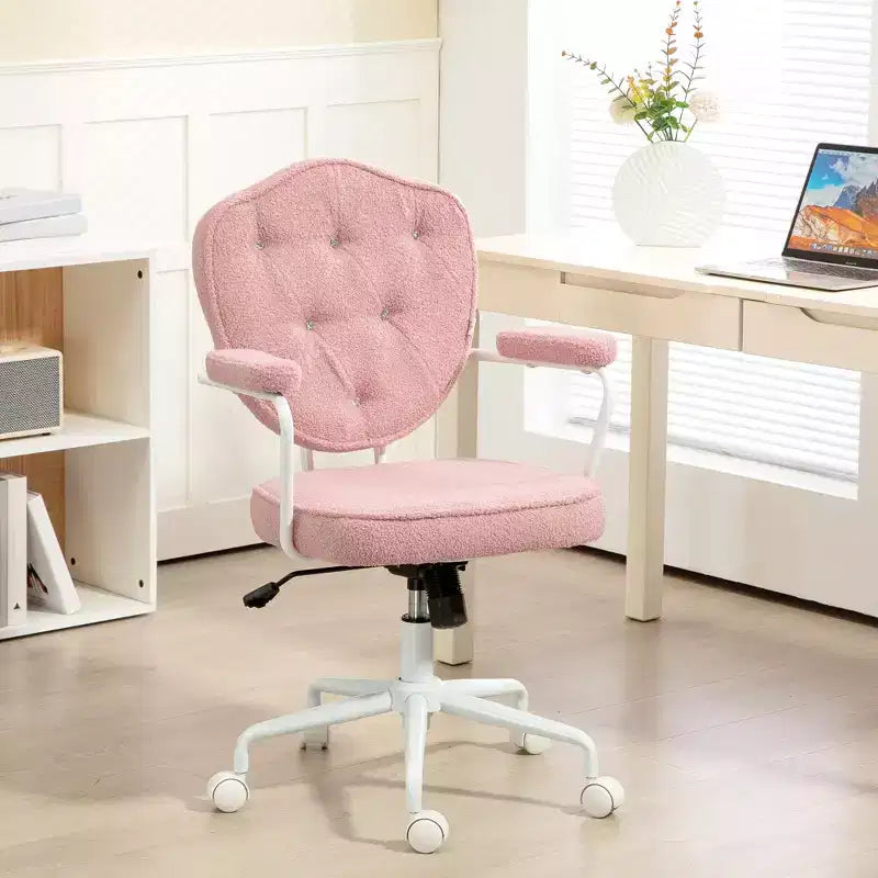 Home Office Desk Chairs, Upholstered Vanity Chair with Adjustable Height, Swivel Chair for Office, Study, Reading Room