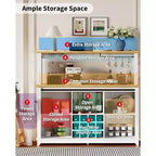 55 Farmhouse Coffee Bar Cabinet w/ Power Outlet & LED Lights - Sliding Barn Door, Wine Rack, USB Charging Station | Black/Brown/White