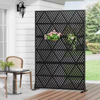 Triangular Prismatic Light Black Galvanized Steel Screen Outdoor and Indoor Divider with Free Standing Decorative Privacy Screen