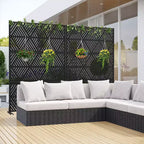Triangular Prismatic Light Black Galvanized Steel Screen Outdoor and Indoor Divider with Free Standing Decorative Privacy Screen