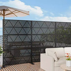 Triangular Prismatic Light Black Galvanized Steel Screen Outdoor and Indoor Divider with Free Standing Decorative Privacy Screen
