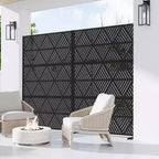 Triangular Prismatic Light Black Galvanized Steel Screen Outdoor and Indoor Divider with Free Standing Decorative Privacy Screen