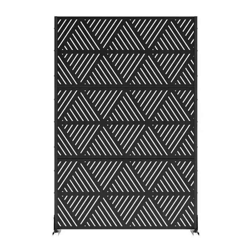 Triangular Prismatic Light Black Galvanized Steel Screen Outdoor and Indoor Divider with Free Standing Decorative Privacy Screen