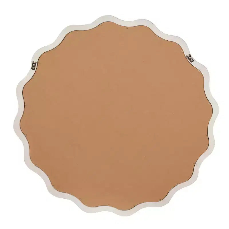Specchio Decorativo Rotondo Ondulato da 30 Pollici con Cornice in Legno Massello Bianco, Per Camera da Letto, Bagno, Soggiorno, Ingresso