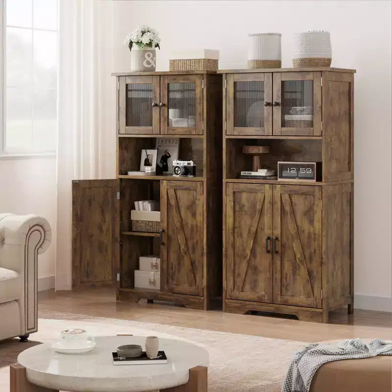 Mobile Contenitore a 4 Ante e 1 Ripiano - Realizzato in MDF e PB | Organizzatore per la Casa Retro