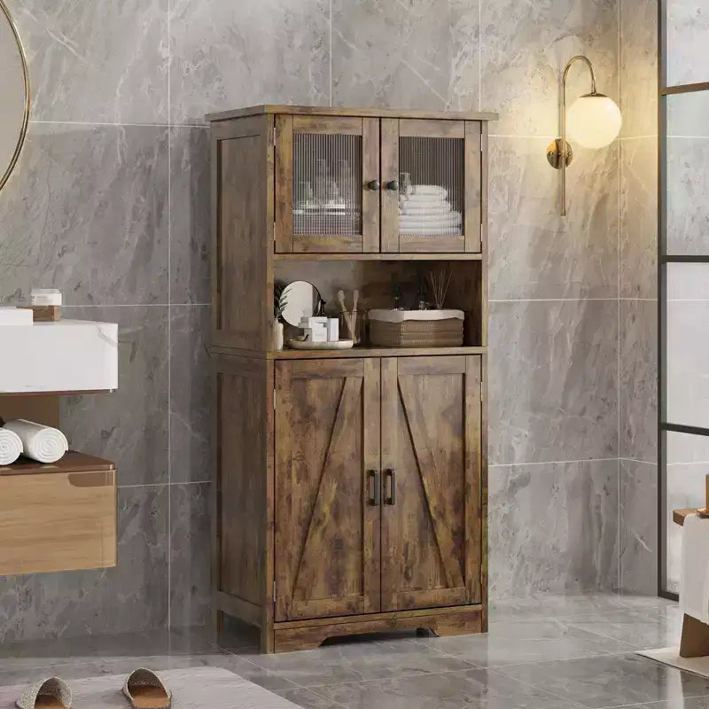 Mobile Contenitore a 4 Ante e 1 Ripiano - Realizzato in MDF e PB | Organizzatore per la Casa Retro