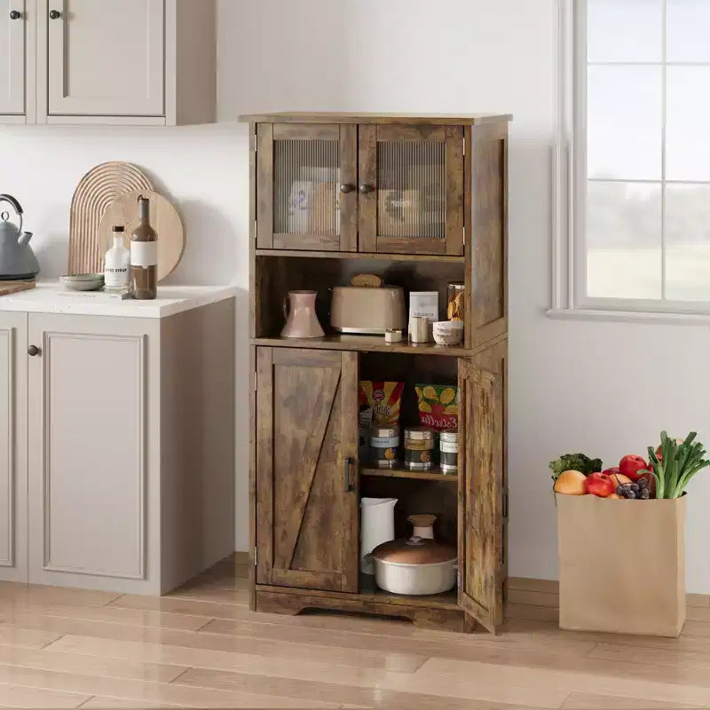Mobile Contenitore a 4 Ante e 1 Ripiano - Realizzato in MDF e PB | Organizzatore per la Casa Retro