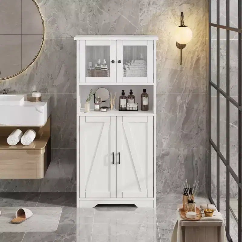 Mobile Contenitore a 4 Ante e 1 Ripiano - Realizzato in MDF e PB | Organizzatore per la Casa Retro