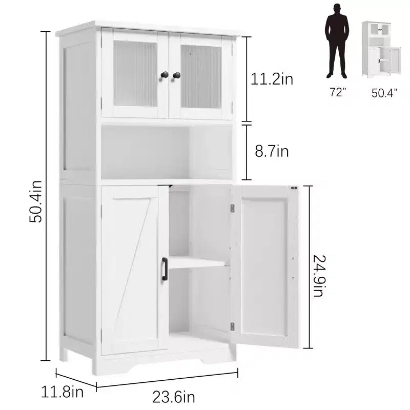 Mobile Contenitore a 4 Ante e 1 Ripiano - Realizzato in MDF e PB | Organizzatore per la Casa Retro