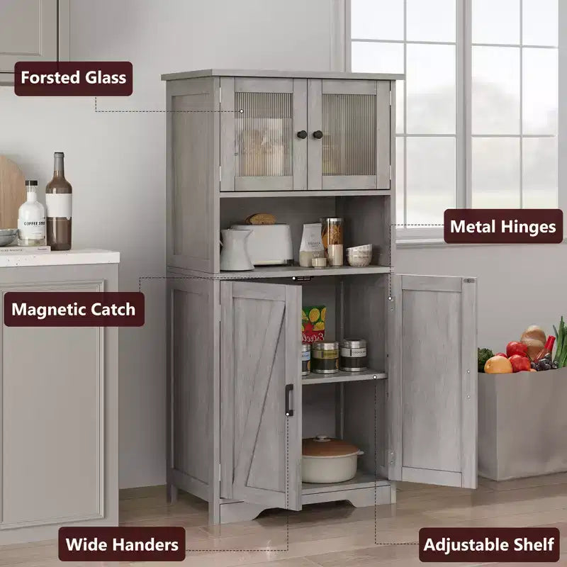 Mobile Contenitore a 4 Ante e 1 Ripiano - Realizzato in MDF e PB | Organizzatore per la Casa Retro