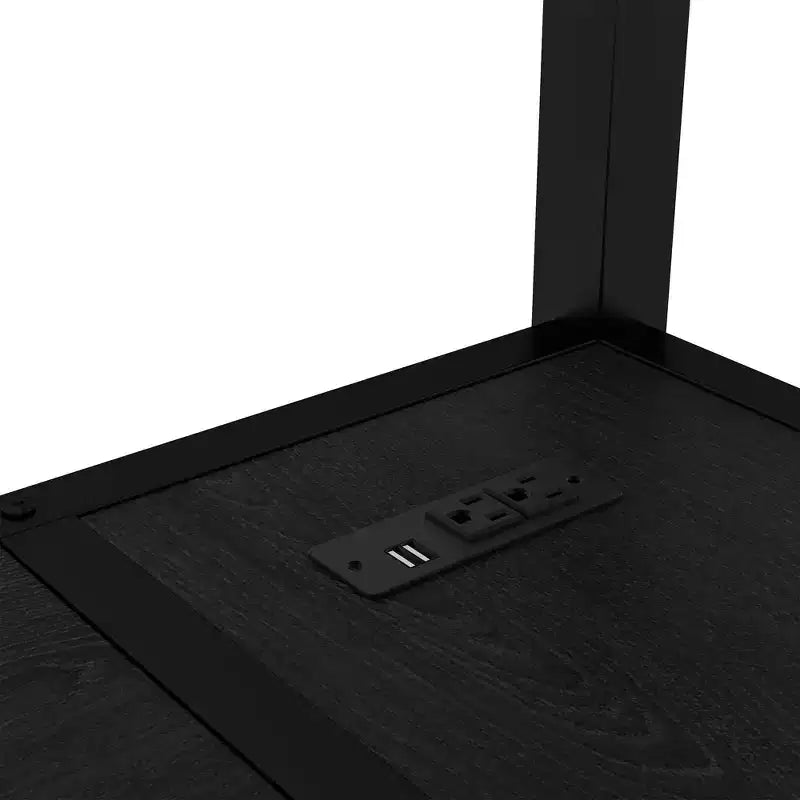 Letto a castello matrimoniale superiore con letto singolo inferiore, scrivania, luci a LED e USB, robusto telaio in metallo, posizionamento multiplo, ripiani portaoggetti, sicuro e certificato CPC, nero