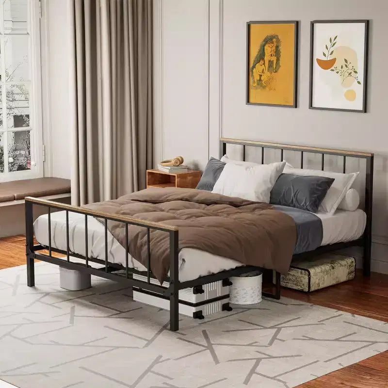 Bellemave Metal Platform Bed frame with Headboard and Footboard,Sturdy Metal Frame,No Box Spring Needed(Queen)