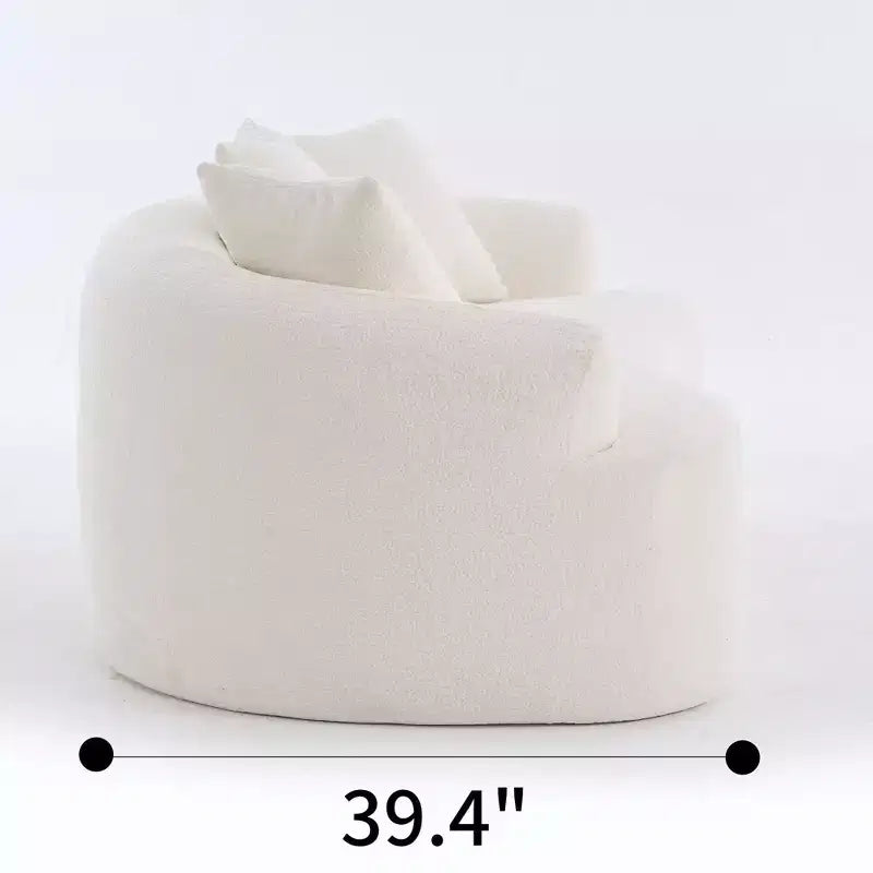 Divanetto curvo bianco da 65 pollici, divano in spugna a compressione totale con 3 cuscini, divano compatto in ciniglia 30D senza montaggio