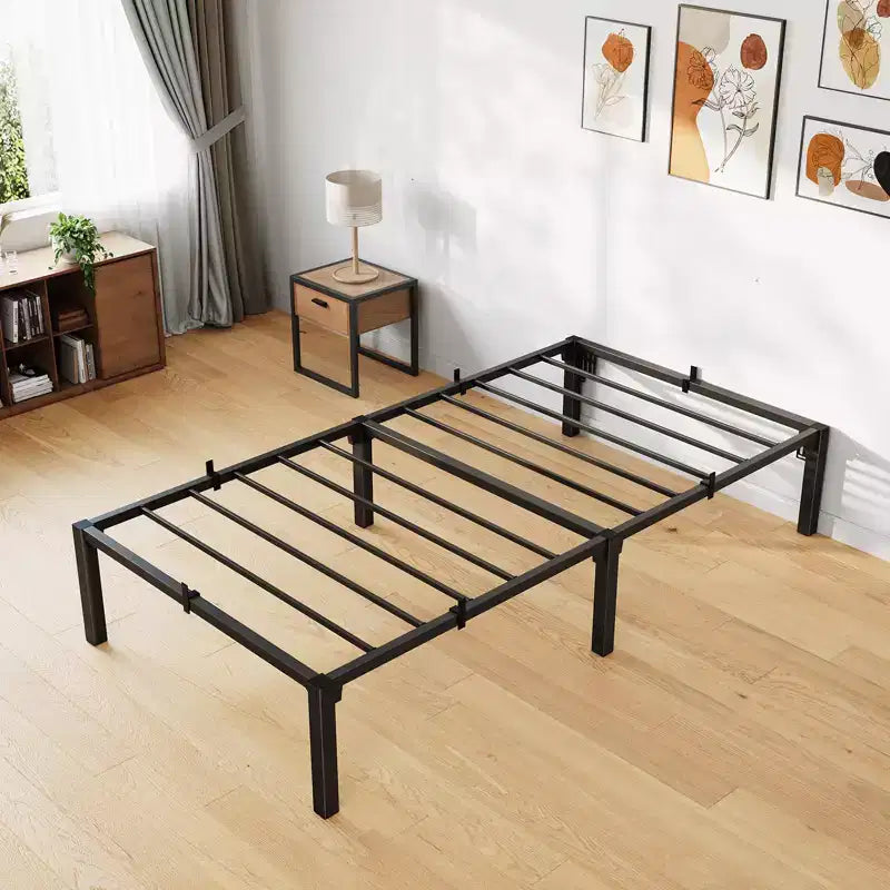 Telaio Letto in Metallo, Piattaforma Assemblabile Senza Attrezzi con Robuste Doghe in Acciaio, Nessuna Rete a Molle Necessaria, per Camera degli Ospiti, Bambini o Camera da Letto Piccola