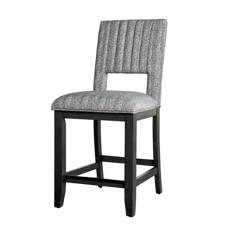Set di 2 sedie da bancone, seduta e schienale in tessuto grigio-bluastro