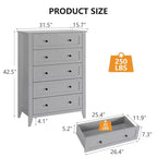 Cassettiera a 5 cassetti per camera da letto, comò in legno da 80 cm con manopole in metallo, comodino alto, organizzatore per vestiti per camera da letto