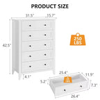 Cassettiera a 5 cassetti per camera da letto, comò in legno da 80 cm con manopole in metallo, comodino alto, organizzatore per vestiti per camera da letto