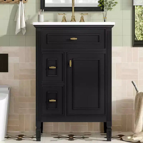 MAYEERTY 20 Bathroom Vanity with Sink Soft Closing Door Storage Rack Drawer Gray
