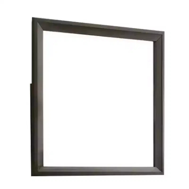 Specchiera con bordo smussato da 35 pollici, in legno marrone