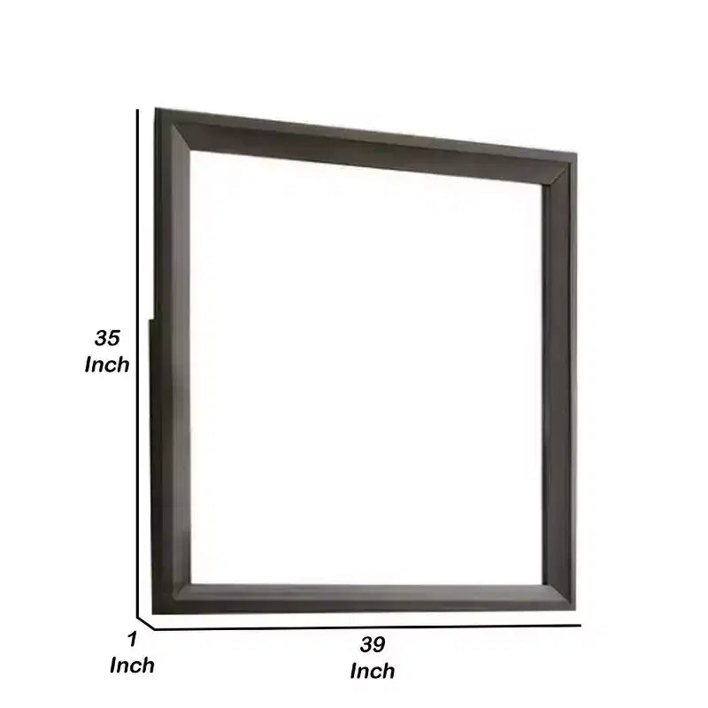 Specchiera con bordo smussato da 35 pollici, in legno marrone