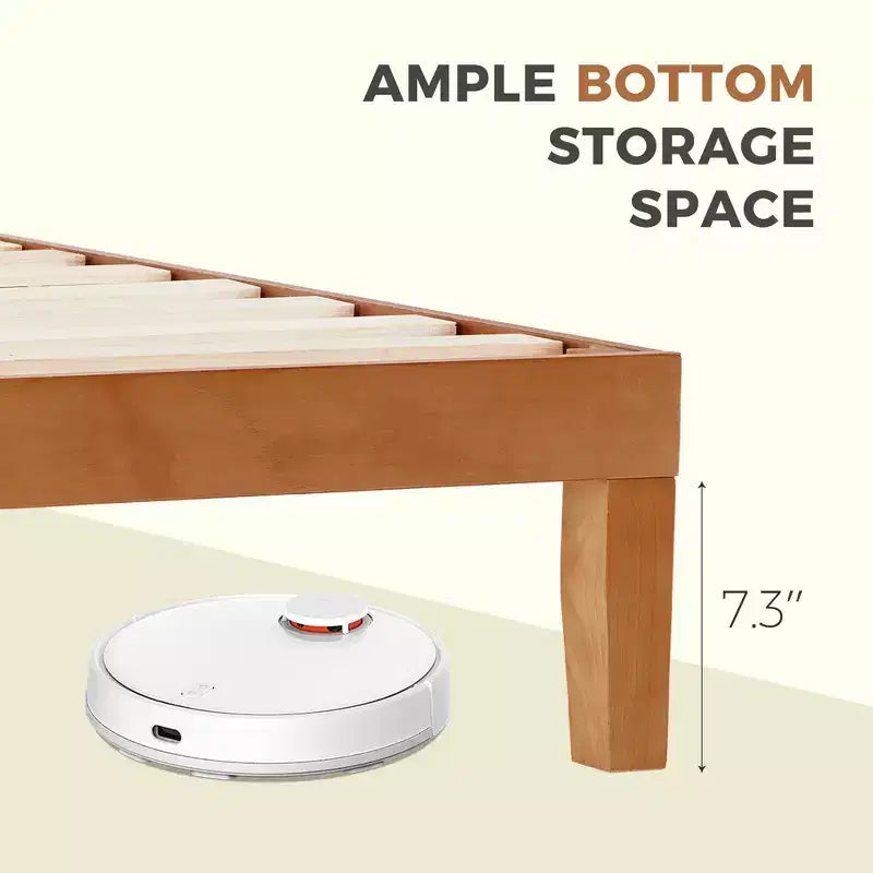 Giroletto in legno massello naturale con design silenzioso, letto per camera da letto principale, senza bisogno di rete a molle