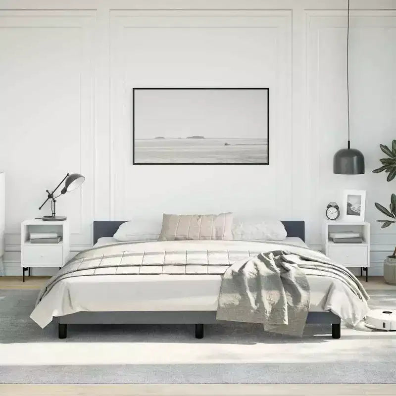 Bed Frame With Headboard Dark Grey Velvet California King Modern