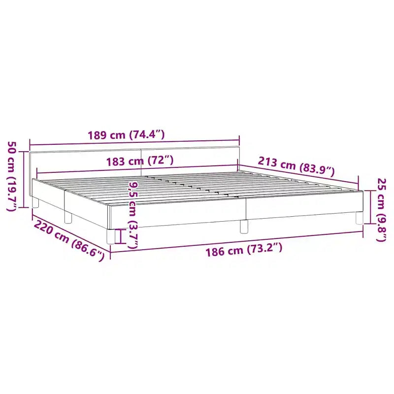 Struttura letto con testiera in velluto grigio scuro California King moderna
