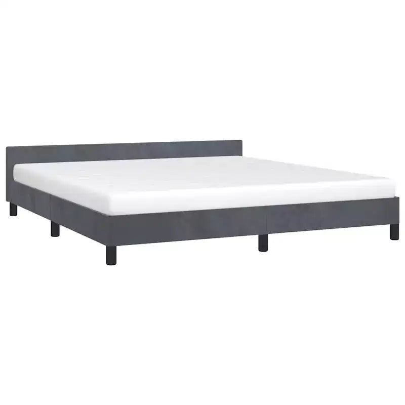 Struttura letto con testiera in velluto grigio scuro California King moderna