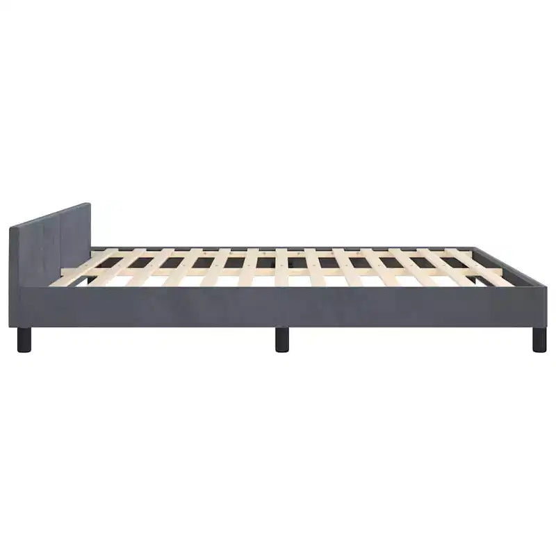 Struttura letto con testiera in velluto grigio scuro California King moderna