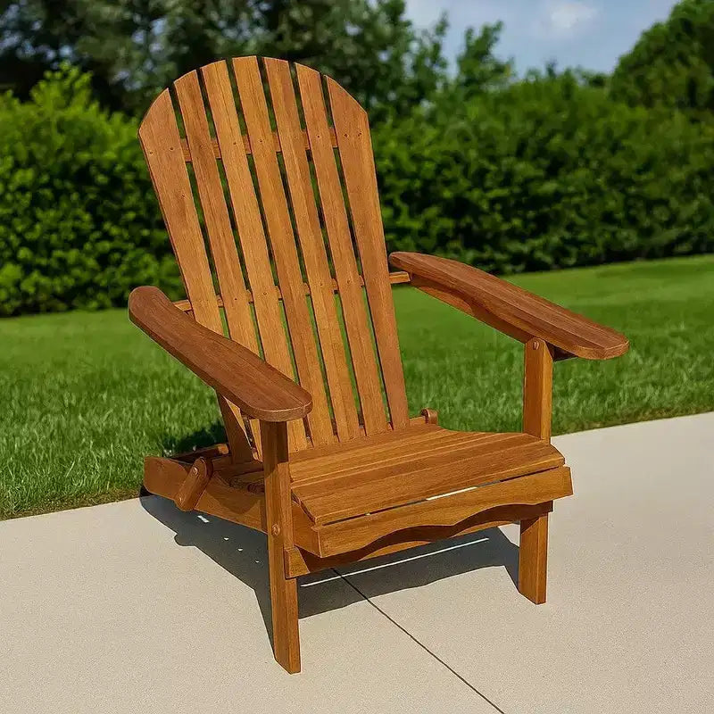 Sedia Adirondack da esterno, schienale a doghe, legno marrone naturale