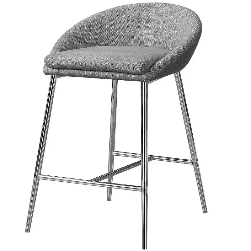 Set di 2 sgabelli da bancone, sedie da bar contemporanee con struttura in metallo cromato, sedute moderne imbottite ad altezza bancone per isola cucina