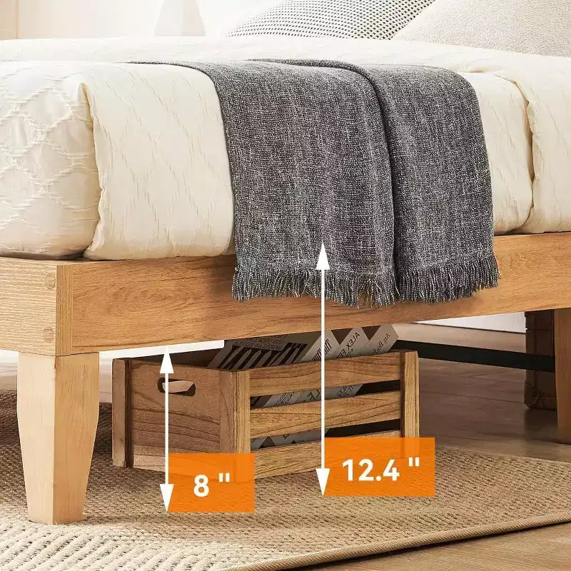 Struttura letto King Size in Rattan, Struttura letto matrimoniale in Rattan con Testiera Naturale, Luci a LED, Base in Legno con Doghe Silenziose, Nessuna necessità di Rete a Molle