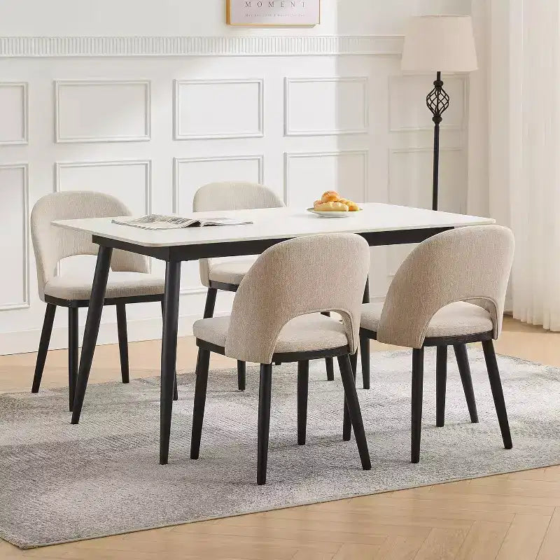 Set di 2 sedie imbottite per sala da pranzo, sedie moderne in tessuto e legno per sala da pranzo, sedie da pranzo con schienale alto per cucina, ristorante