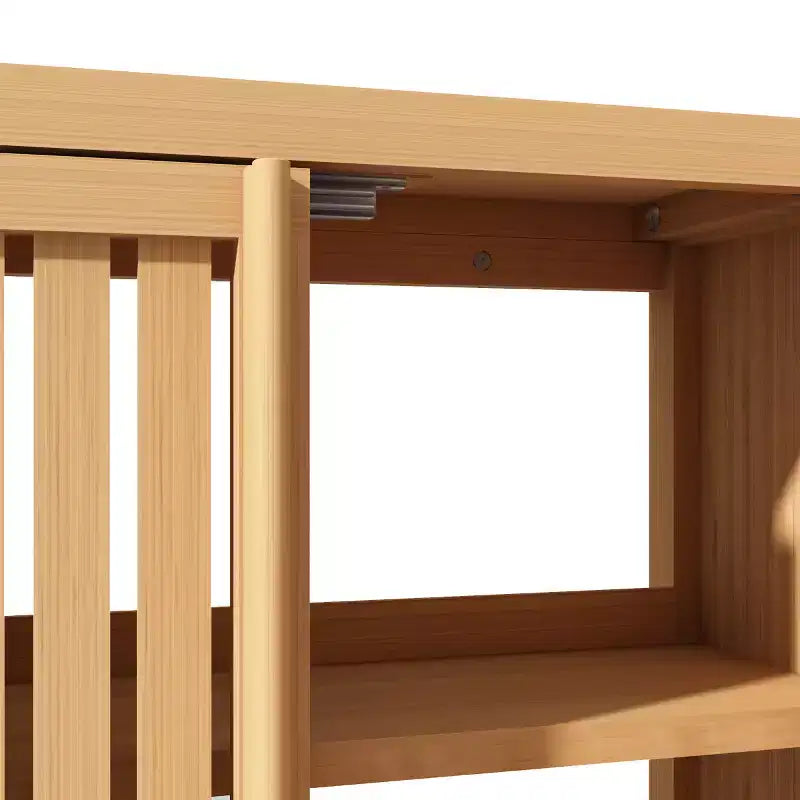 Mobile bagno a parete in bambù con ripiano e vano contenitore