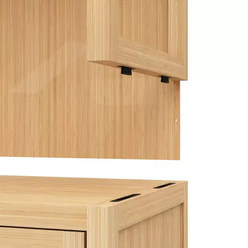 Mobile bagno a parete in bambù con ripiano e vano contenitore