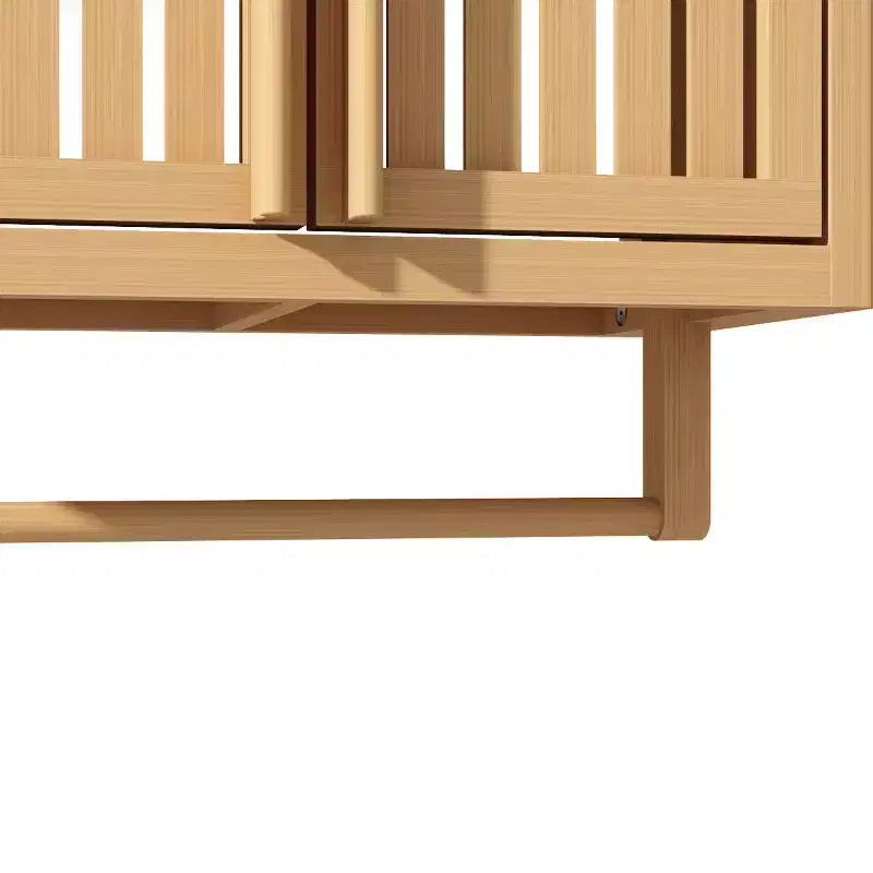 Mobile bagno a parete in bambù con ripiano e vano contenitore