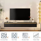 Mobile TV Sospeso da 65 Pollici, Mensola TV da Parete con Luci LED e Presa di Corrente, Mobile TV Lucido per Supporti TV Neri per Soggiorno