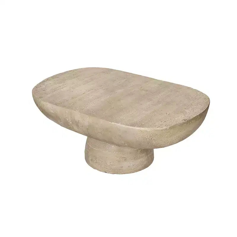 Tavolino da salotto ovale color crema 36x24x15