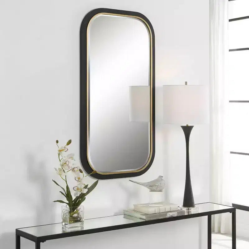 Gold Black 23 1/4 x 43 1/4 Rectangular Wall Mirror
