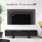 63 Modern Black TV Stand for TVs up to 68, Matte Black Media Console with 4 Push-to-Open Doors, Low Profile Entertainment Center