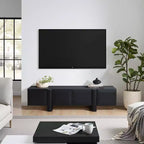 63 Modern Black TV Stand for TVs up to 68, Matte Black Media Console with 4 Push-to-Open Doors, Low Profile Entertainment Center