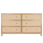 Rattan 6 Drawer Dresser with Brass Knob