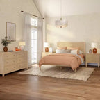 Rattan 6 Drawer Dresser with Brass Knob